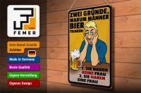 Blechschild Spruch 30x40cm Gründe warum Männer Bier trinken