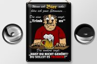 Blechschild Spruch 30x40cm wenn ich Bier sehe höre ich 2