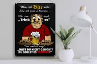 Blechschild Spruch 30x40cm wenn ich Bier sehe höre ich 2