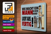 Blechschild Spruch 40x30cm wie macht ein Mann Küche sauber