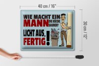 Blechschild Spruch 40x30cm wie macht ein Mann Küche sauber