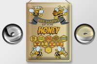 Blechschild Spruch 30x40cm Bee happy eat more honey Honig