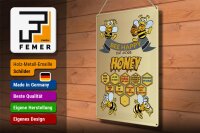 Blechschild Spruch 30x40cm Bee happy eat more honey Honig