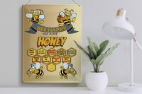 Blechschild Spruch 30x40cm Bee happy eat more honey Honig
