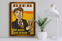 Blechschild Alkohol 30x40cm Bier hilft gegen akute Realität