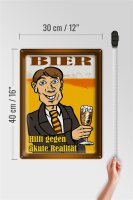 Blechschild Alkohol 30x40cm Bier hilft gegen akute Realität