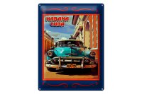 Blechschild Cuba 30x40cm Havana Cuba blaues Auto