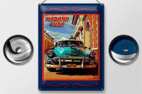 Blechschild Cuba 30x40cm Havana Cuba blaues Auto