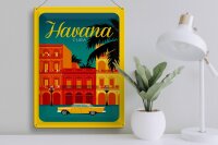 Blechschild Havana 30x40cm Cuba Zeichnung gelbes Auto