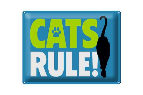 Blechschild Spruch 40x30cm cats rule Katze