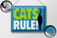 Blechschild Spruch 40x30cm cats rule Katze