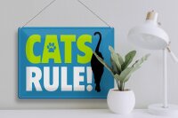 Blechschild Spruch 40x30cm cats rule Katze