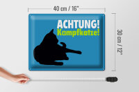 Blechschild Spruch 40x30cm Achtung Kampfkatze Katze blau