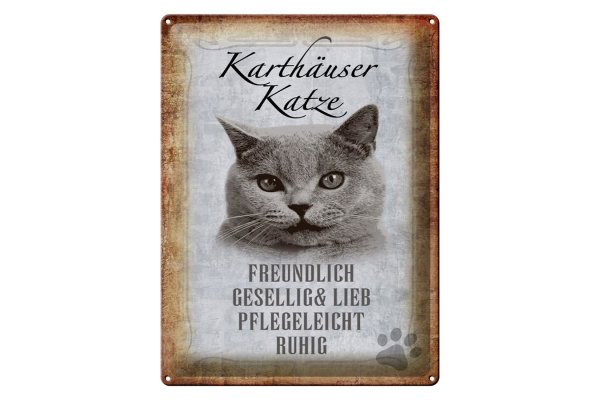 Blechschild Spruch 30x40cm Karthäuser Katze lieb Schild