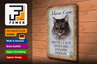 Blechschild Spruch 30x40cm Maine Coon Katze aktiv Schild