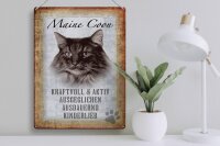 Blechschild Spruch 30x40cm Maine Coon Katze aktiv Schild