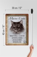 Blechschild Spruch 30x40cm Maine Coon Katze aktiv Schild