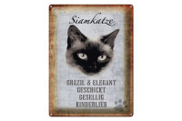 Blechschild Spruch 30x40cm Siamkatze Katze grazil Schild