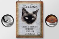 Blechschild Spruch 30x40cm Siamkatze Katze grazil Schild