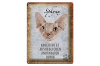 Blechschild Spruch 30x40cm Sphynx Katze Schild deko