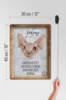 Blechschild Spruch 30x40cm Sphynx Katze Schild deko