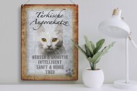 Blechschild Spruch 30x40cm türkische Angorakatze Schild