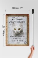 Blechschild Spruch 30x40cm türkische Angorakatze Schild