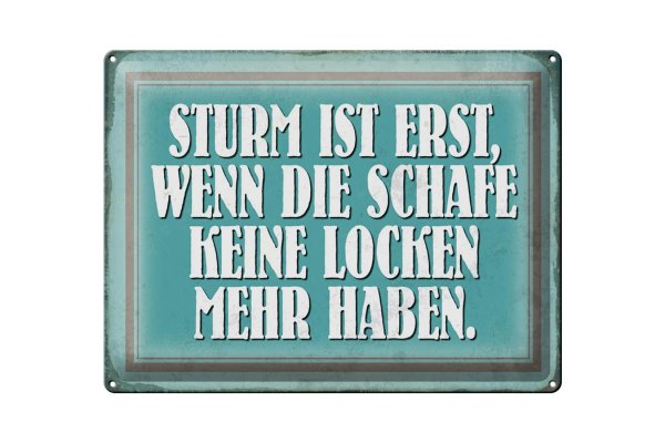 Blechschild Spruch 40x30cm Sturm wenn Schafe keine Locken