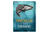 Blechschild Spruch 30x40cm Angeln ist meine Therapie