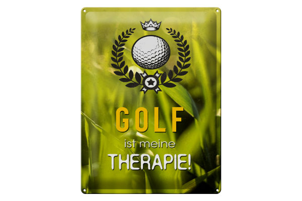 Blechschild Spruch 30x40cm Golf ist meine Therapie Schild