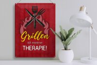 Blechschild Spruch 30x40cm Grillen ist meine Therapie