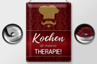 Blechschild Spruch 30x40cm Kochen ist meine Therapie
