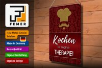 Blechschild Spruch 30x40cm Kochen ist meine Therapie