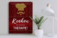 Blechschild Spruch 30x40cm Kochen ist meine Therapie