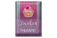Blechschild Spruch 30x40cm Backen ist meine Therapie