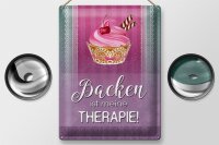 Blechschild Spruch 30x40cm Backen ist meine Therapie