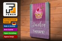 Blechschild Spruch 30x40cm Backen ist meine Therapie