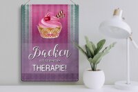 Blechschild Spruch 30x40cm Backen ist meine Therapie
