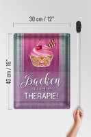 Blechschild Spruch 30x40cm Backen ist meine Therapie