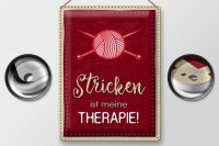Blechschild Spruch 30x40cm Stricken ist meine Therapie