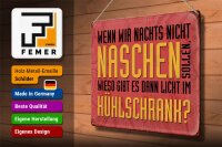 Blechschild Spruch 40x30cm nachts naschen Licht Kühlschrank