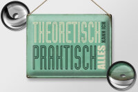 Blechschild Retro 40x30cm theoretisch praktisch kann alles