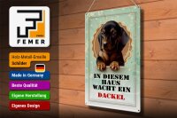 Blechschild Hund 30x40cm in diesem Haus wacht ein Dackel
