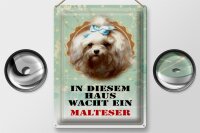 Blechschild Hund 30x40cm in diesem Haus wacht Malteser
