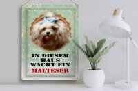 Blechschild Hund 30x40cm in diesem Haus wacht Malteser