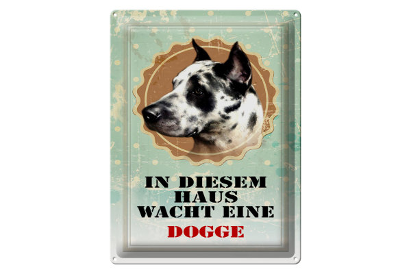 Blechschild Hund 30x40cm in diesem Haus wacht eine Dogge