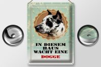 Blechschild Hund 30x40cm in diesem Haus wacht eine Dogge