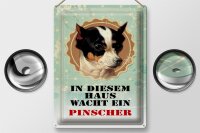 Blechschild Hund 30x40cm in diesem Haus wacht Pinscher