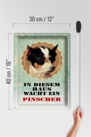 Blechschild Hund 30x40cm in diesem Haus wacht Pinscher