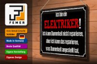 Blechschild Spruch 40x30cm bin Elektriker kann reparieren